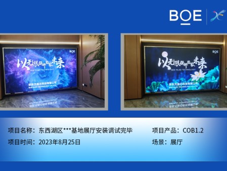通遼東西湖區(qū)***基地展廳COB1.2安裝調(diào)試完畢