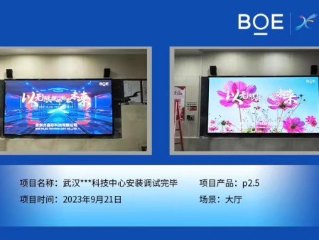 通遼武漢**科技中心大廳P2.5安裝調(diào)試完畢