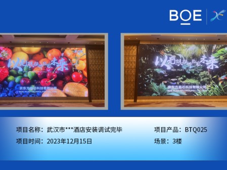 濟(jì)源武漢市***酒店3樓BTQ025安裝調(diào)試完畢